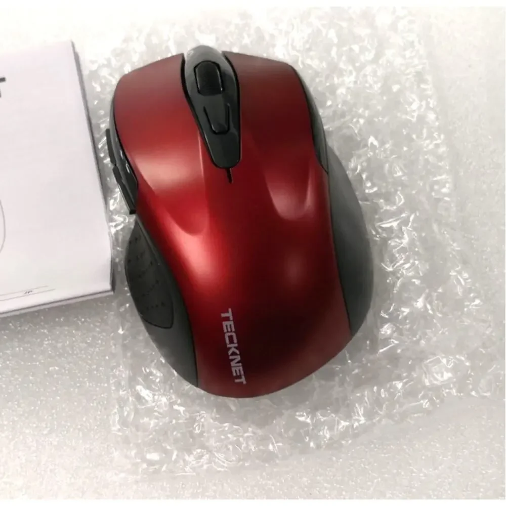 Tecknet M003 Wireless Mouse. Ergonomic. Red. Adjustable DPI. USB Dongle